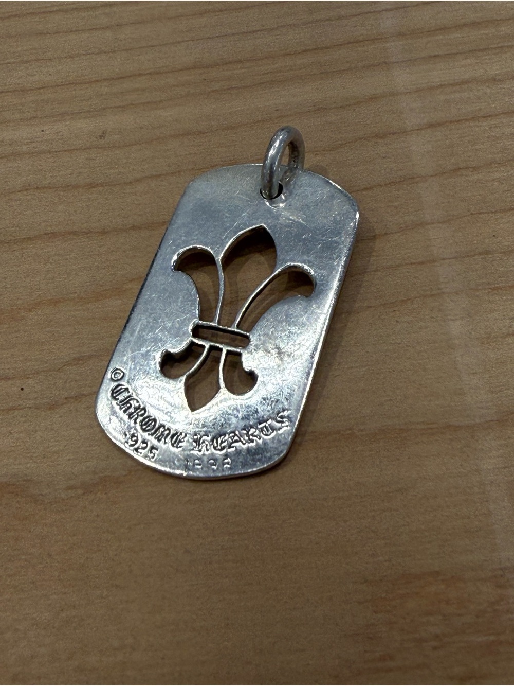 Chrome Hearts Silver Fleur-de-Lis Dog Tag Pendant